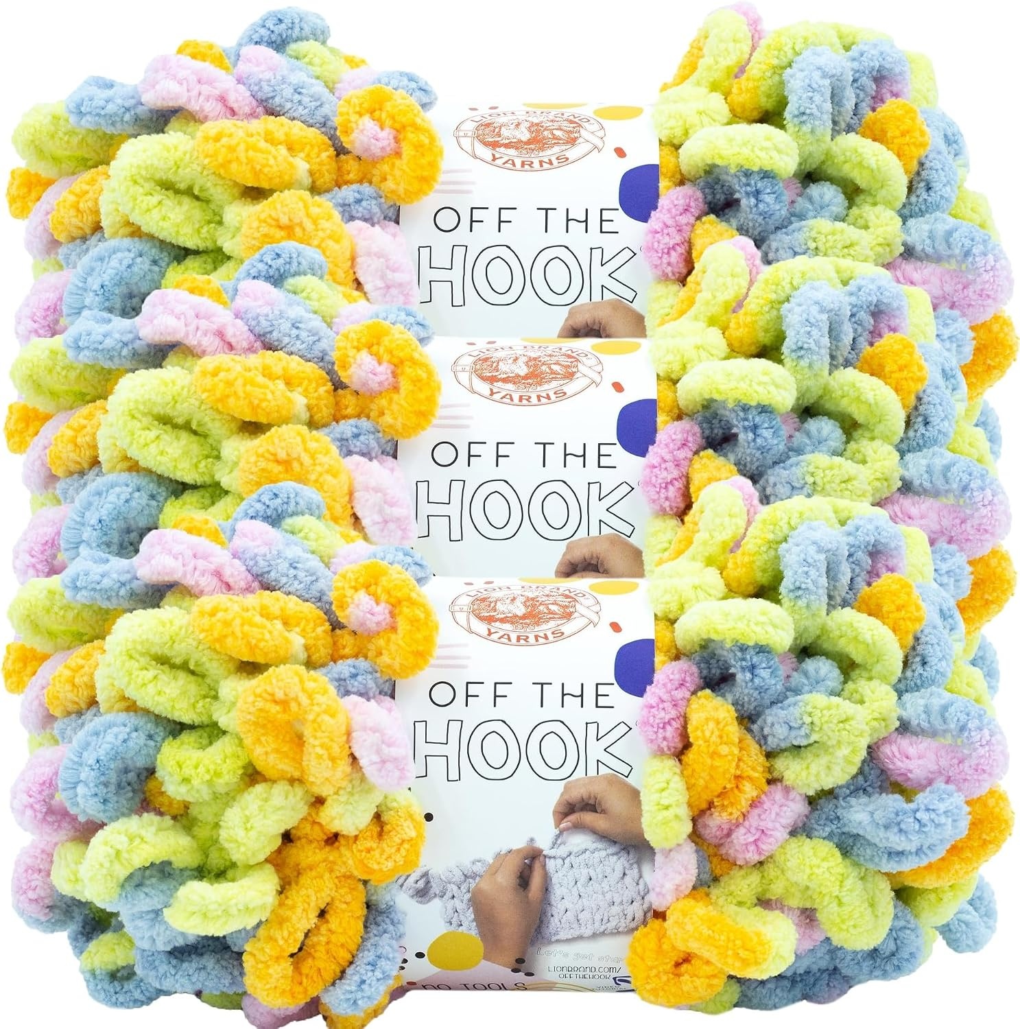 image:imageLion Brand Yarn Off the Hook Yarn Bulky NoNeedle Craft Yarn for Crocheting HandKnitting 3Pack Lemon DropMamba