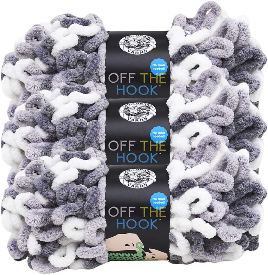 image:imageLion Brand Yarn Off the Hook Yarn Bulky NoNeedle Craft Yarn for Crocheting HandKnitting 3Pack Lemon DropMisty Morning