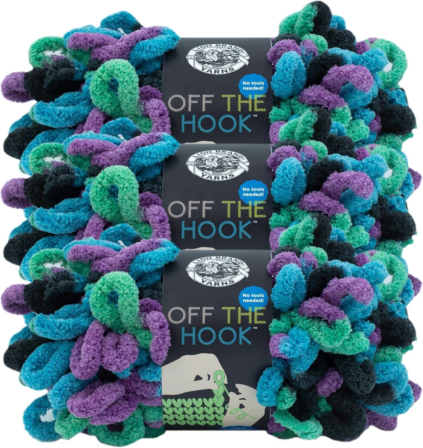 image:imageLion Brand Yarn Off the Hook Yarn Bulky NoNeedle Craft Yarn for Crocheting HandKnitting 3Pack Lemon DropZodiac