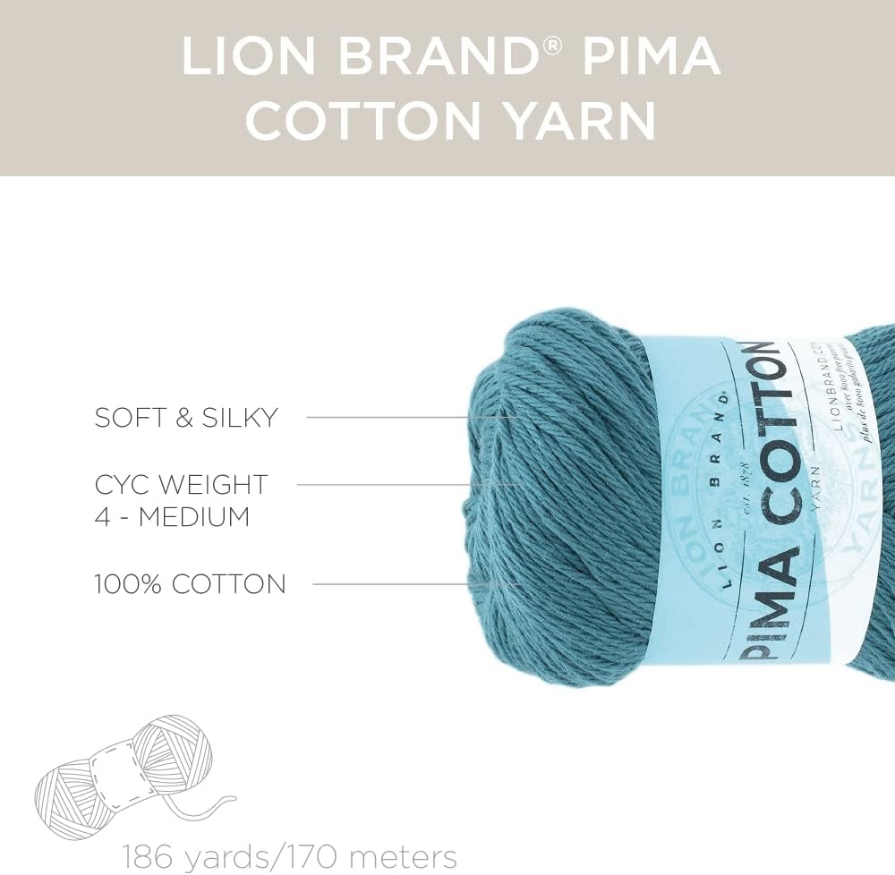 image:imageLion Brand Yarn Pima Cotton Yarn Patagonia 1 SkeinDragonfly