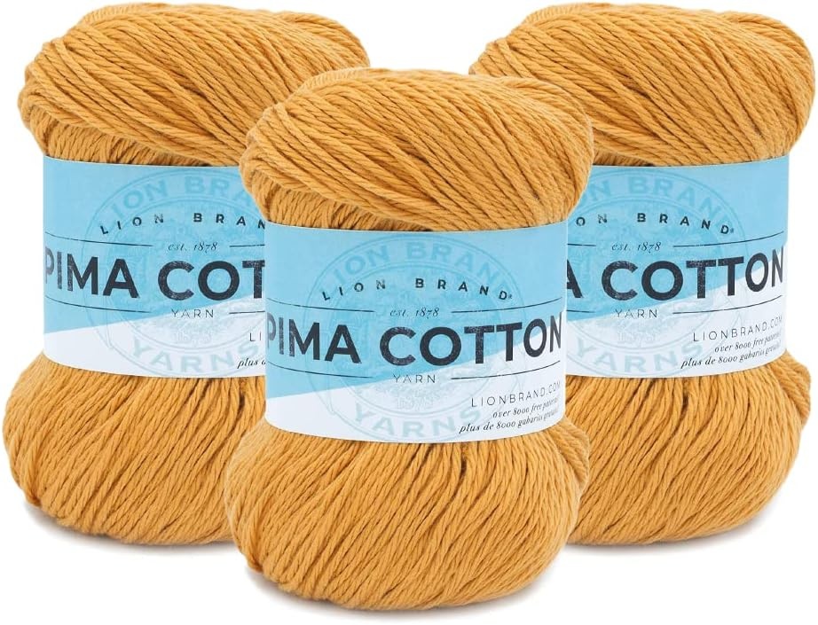 image:imageLion Brand Yarn Pima Cotton Yarn Patagonia 1 SkeinMineral Yellow