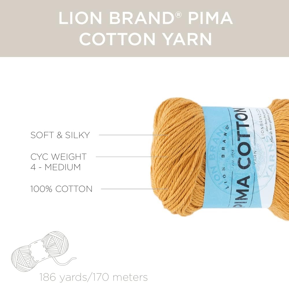 image:imageLion Brand Yarn Pima Cotton Yarn Patagonia 1 SkeinMineral Yellow
