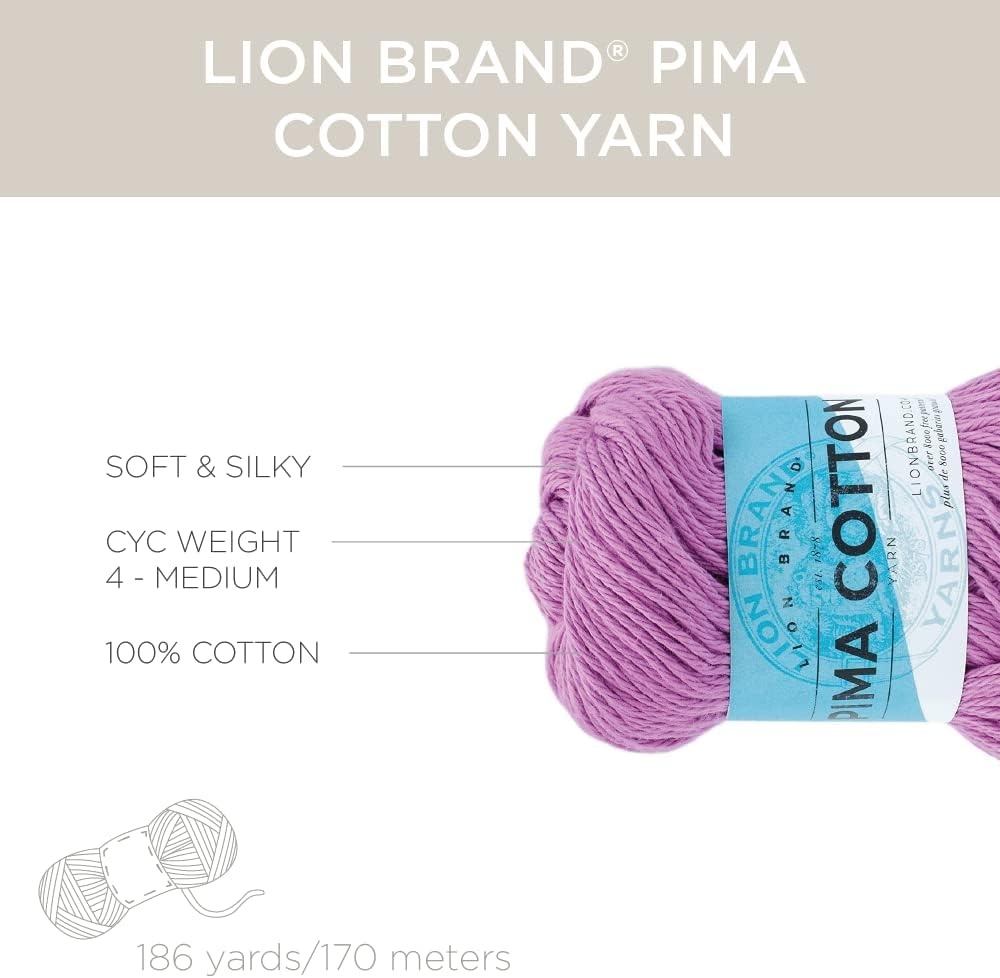 image:imageLion Brand Yarn Pima Cotton Yarn Patagonia 1 SkeinMulberry