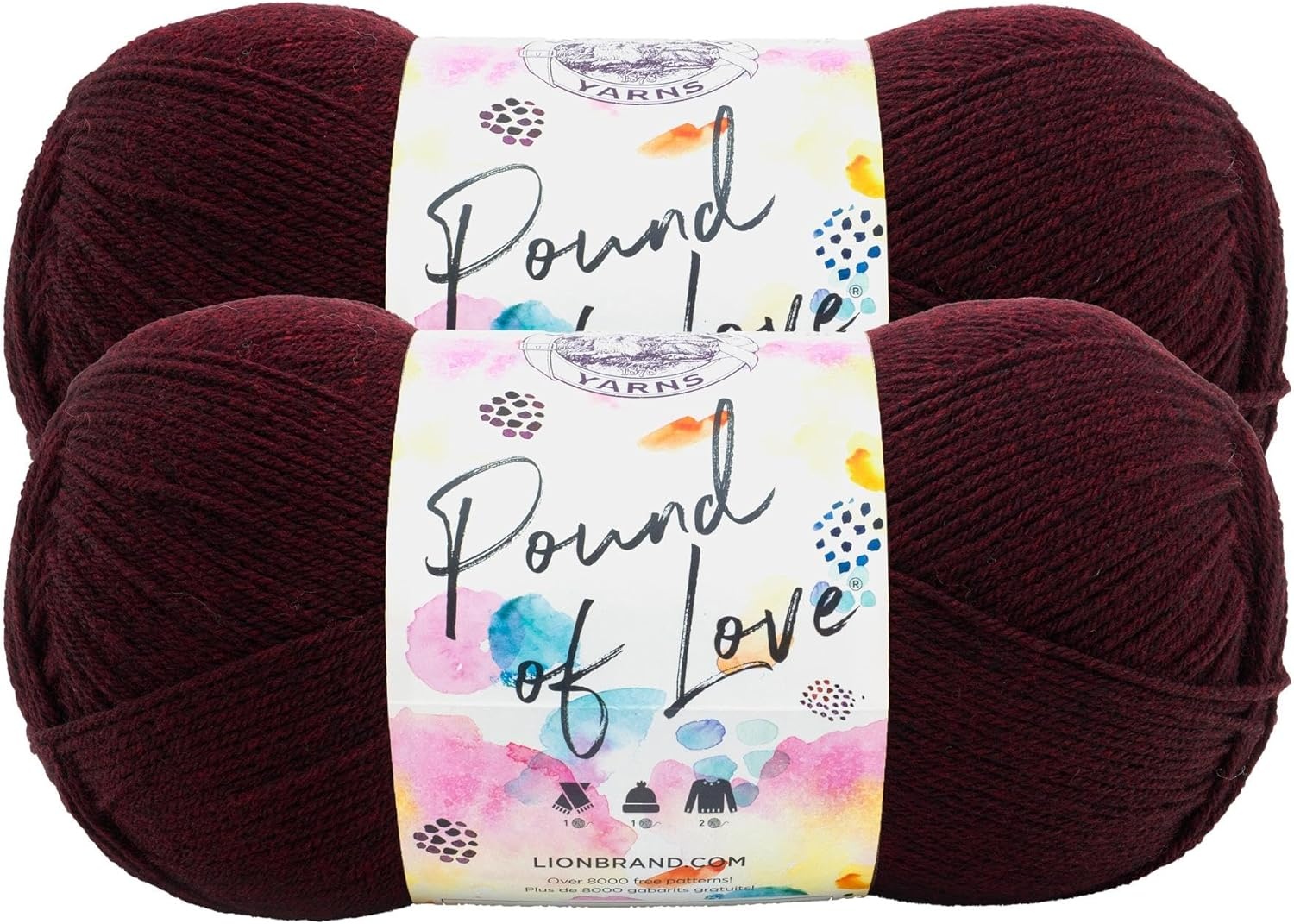 image:imageLion Brand Yarn Pound of Love Large Value Yarn for Knitting Crochet and Crafts Fern 1 PackClaret