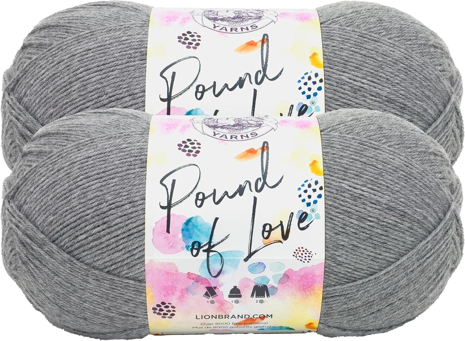 image:imageLion Brand Yarn Pound of Love Large Value Yarn for Knitting Crochet and Crafts Fern 1 PackOxford Grey