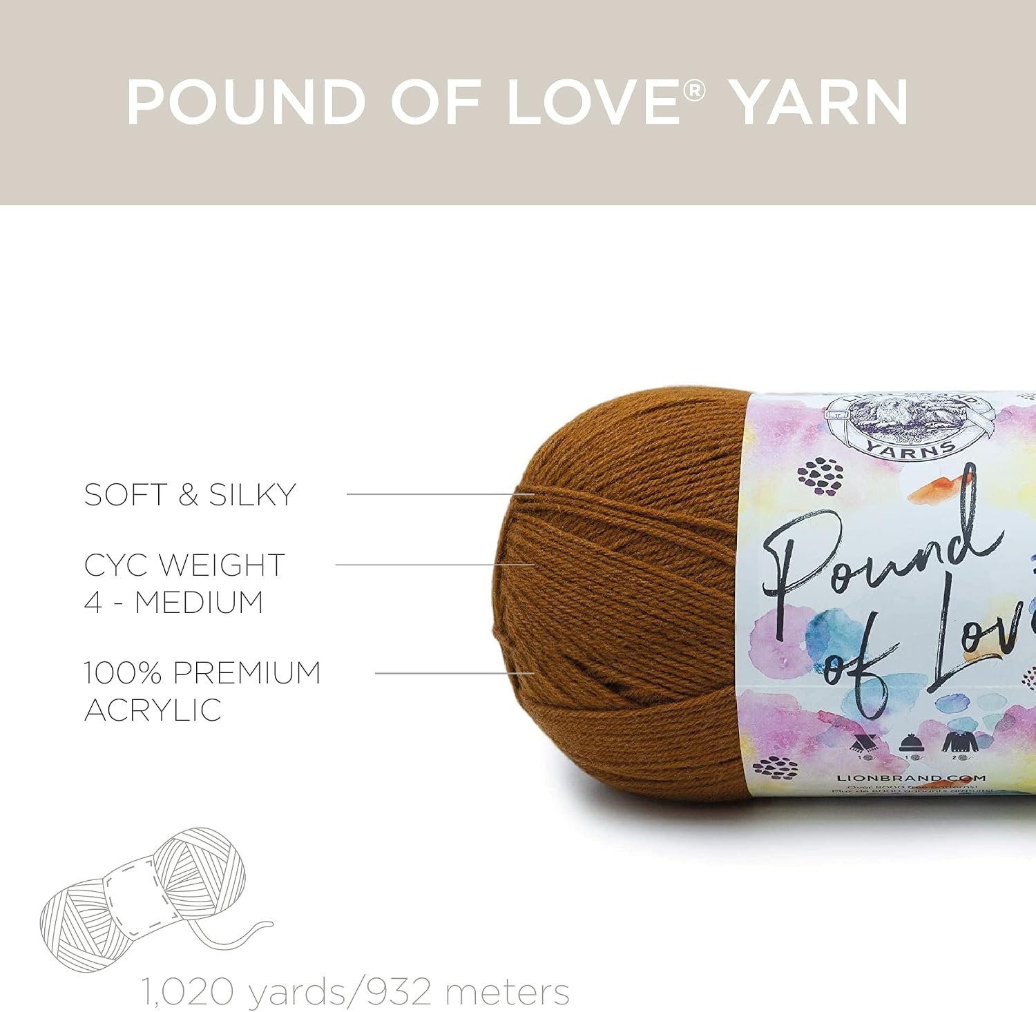 image:imageLion Brand Yarn Pound of Love Value Yarn Large Yarn for Knitting and Crochet Cerise 1 PackBlack