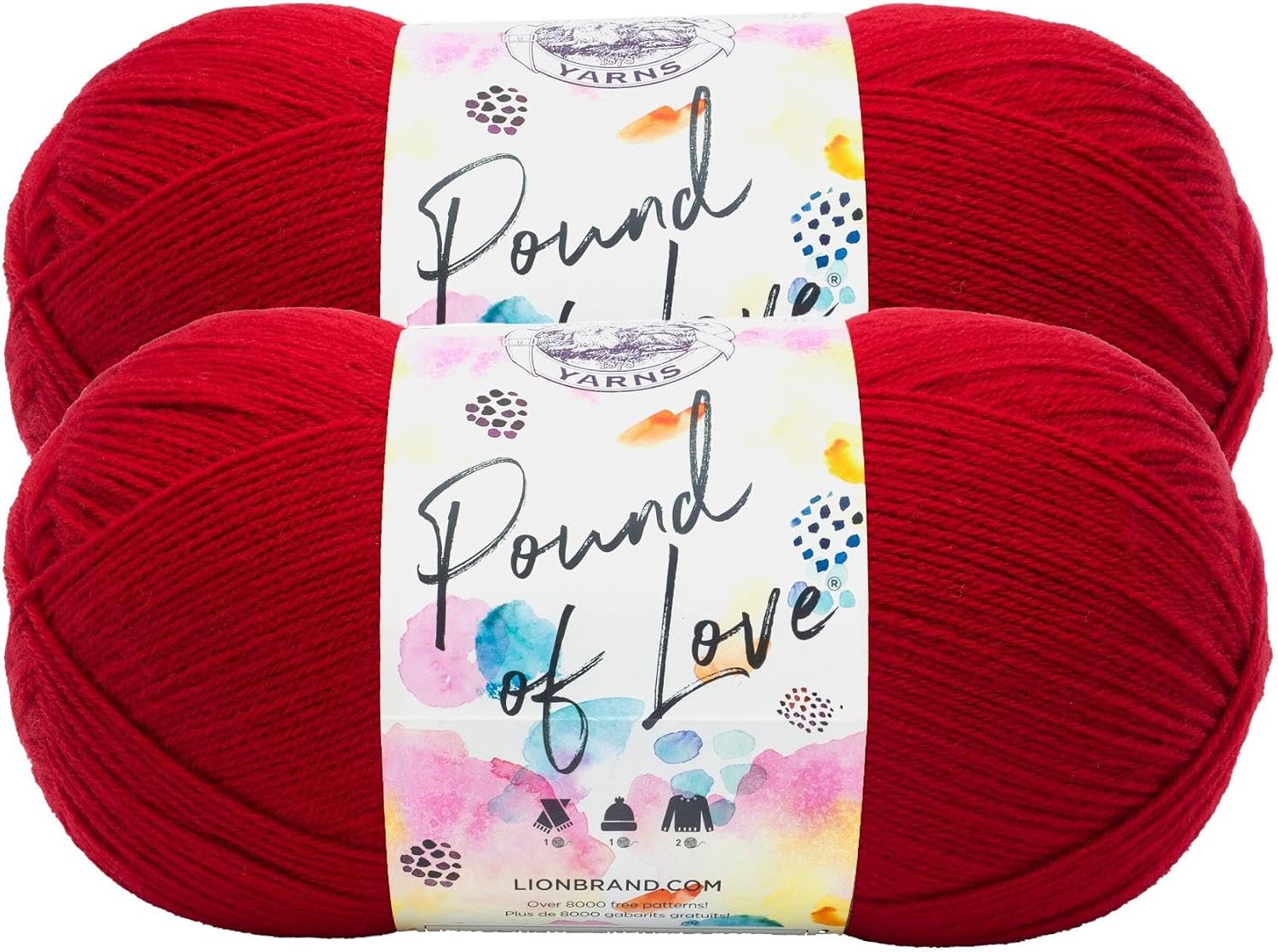 image:imageLion Brand Yarn Pound of Love Value Yarn Large Yarn for Knitting and Crochet Cerise 1 PackCherry