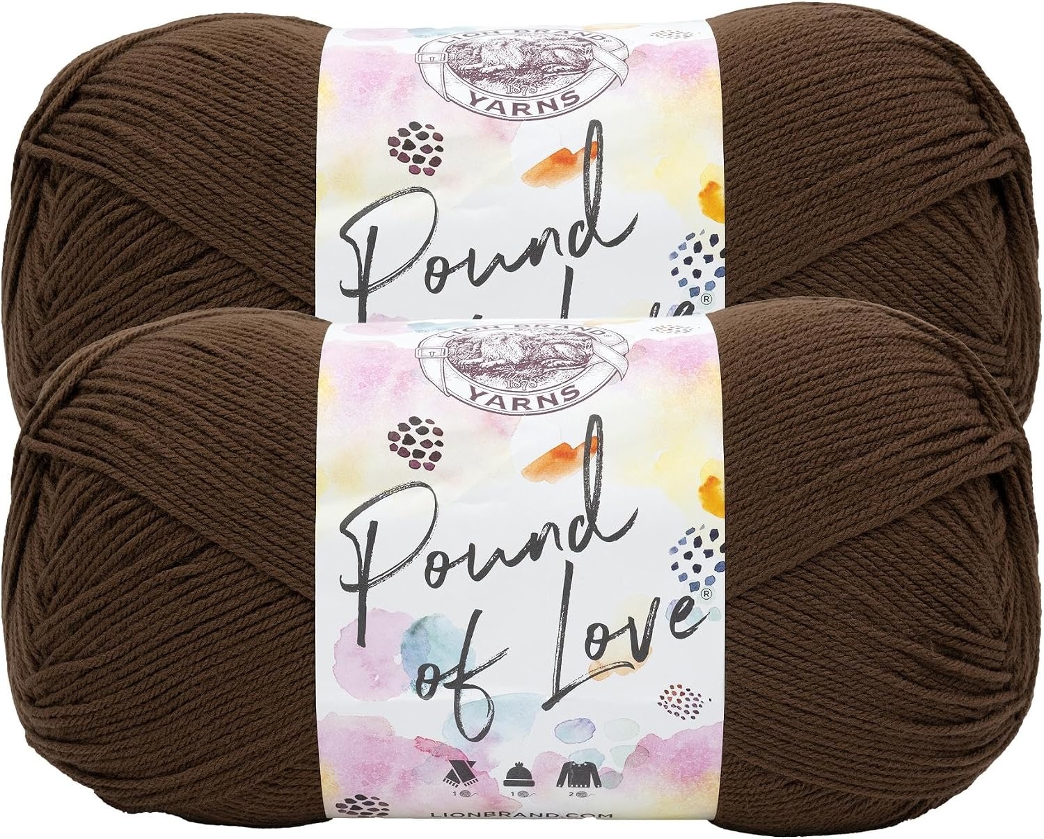 image:imageLion Brand Yarn Pound of Love Value Yarn Large Yarn for Knitting and Crochet Cerise 1 PackChocolate