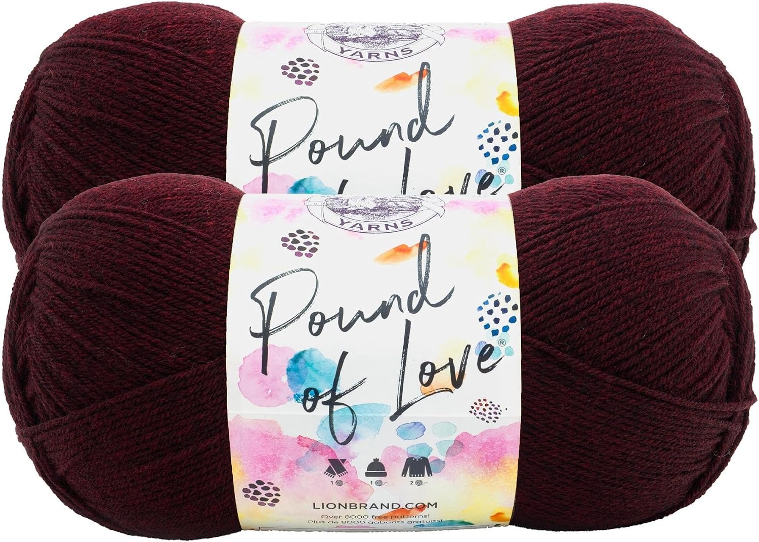 image:imageLion Brand Yarn Pound of Love Value Yarn Large Yarn for Knitting and Crochet Cerise 1 PackClaret