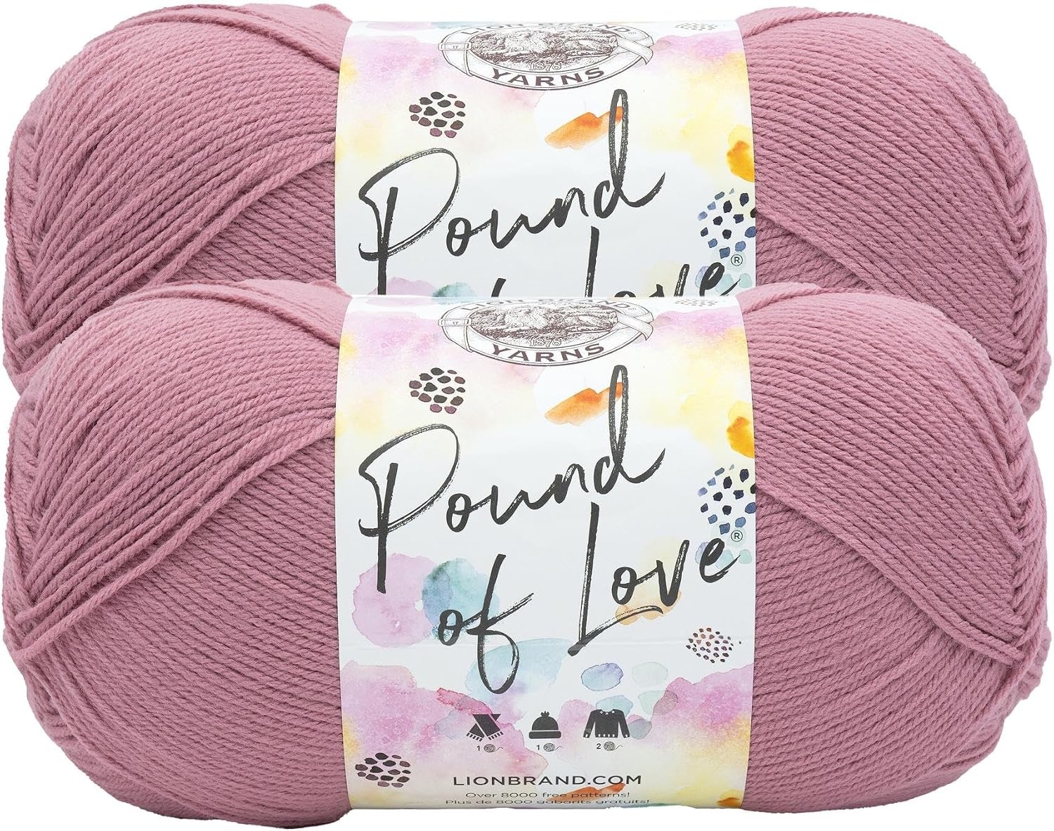 image:imageLion Brand Yarn Pound of Love Value Yarn Large Yarn for Knitting and Crochet Cerise 1 PackHeather Rose