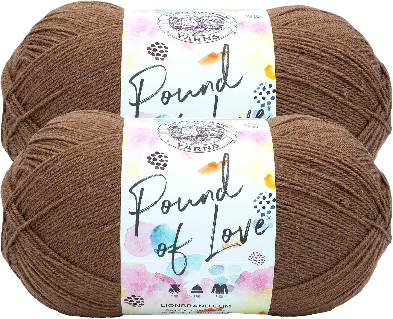 image:imageLion Brand Yarn Pound of Love Value Yarn Large Yarn for Knitting and Crochet Cerise 1 PackMocha