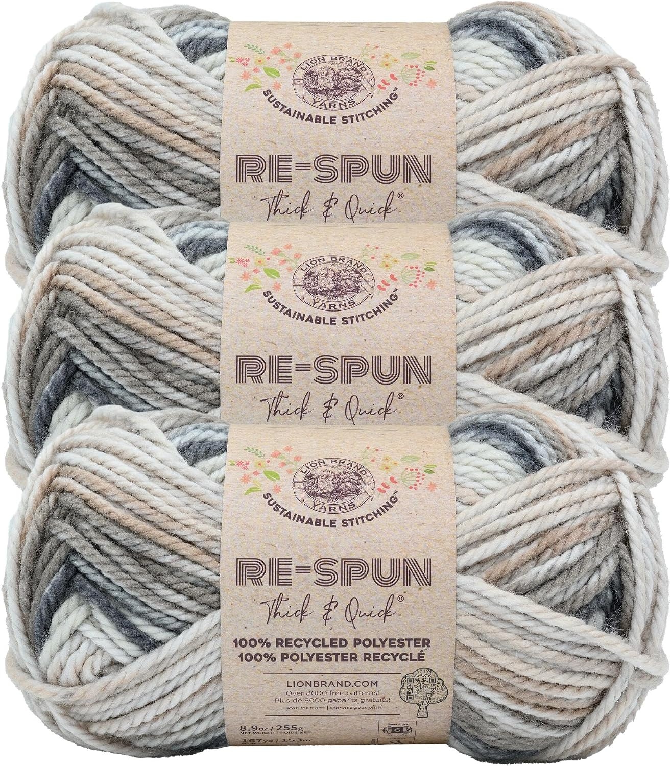 image:imageLion Brand Yarn ReSpun Thick amp Quick Super Bulky Yarn for Knitting Crochet and Crafts Wisteria 1 Pack Soft Fiber for Chunky Blankets Bulky Throws and Cozy SweatersSable