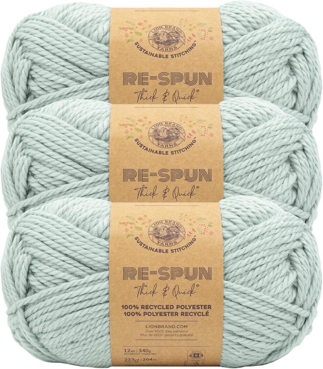 image:imageLion Brand Yarn ReSpun Thick amp Quick Super Bulky Yarn for Knitting Crochet and Crafts Wisteria 1 Pack Soft Fiber for Chunky Blankets Bulky Throws and Cozy SweatersFog