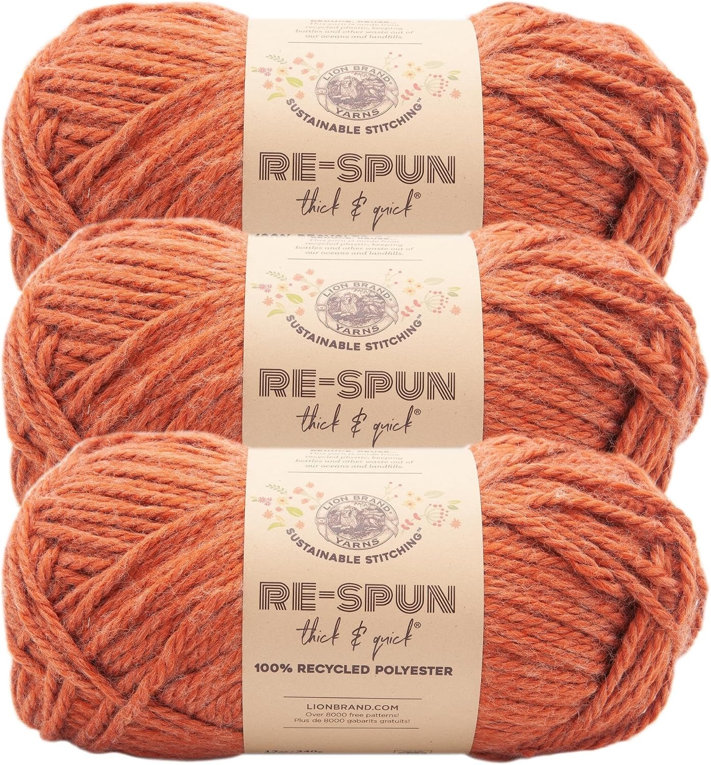 image:imageLion Brand Yarn ReSpun Thick amp Quick Super Bulky Yarn for Knitting Crochet and Crafts Wisteria 1 Pack Soft Fiber for Chunky Blankets Bulky Throws and Cozy SweatersCinnamon Stick