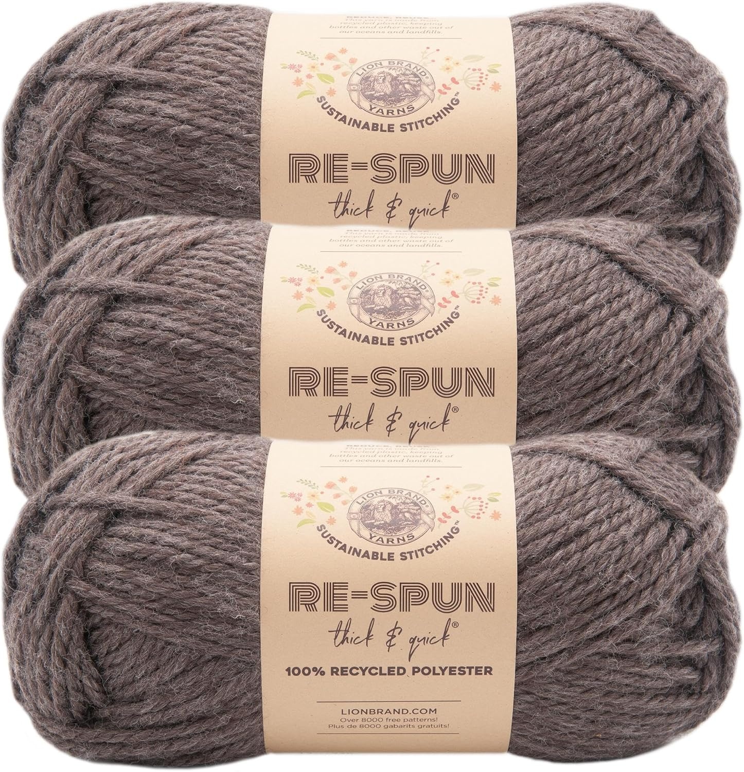image:imageLion Brand Yarn ReSpun Thick amp Quick Super Bulky Yarn for Knitting Crochet and Crafts Wisteria 1 Pack Soft Fiber for Chunky Blankets Bulky Throws and Cozy SweatersEspresso