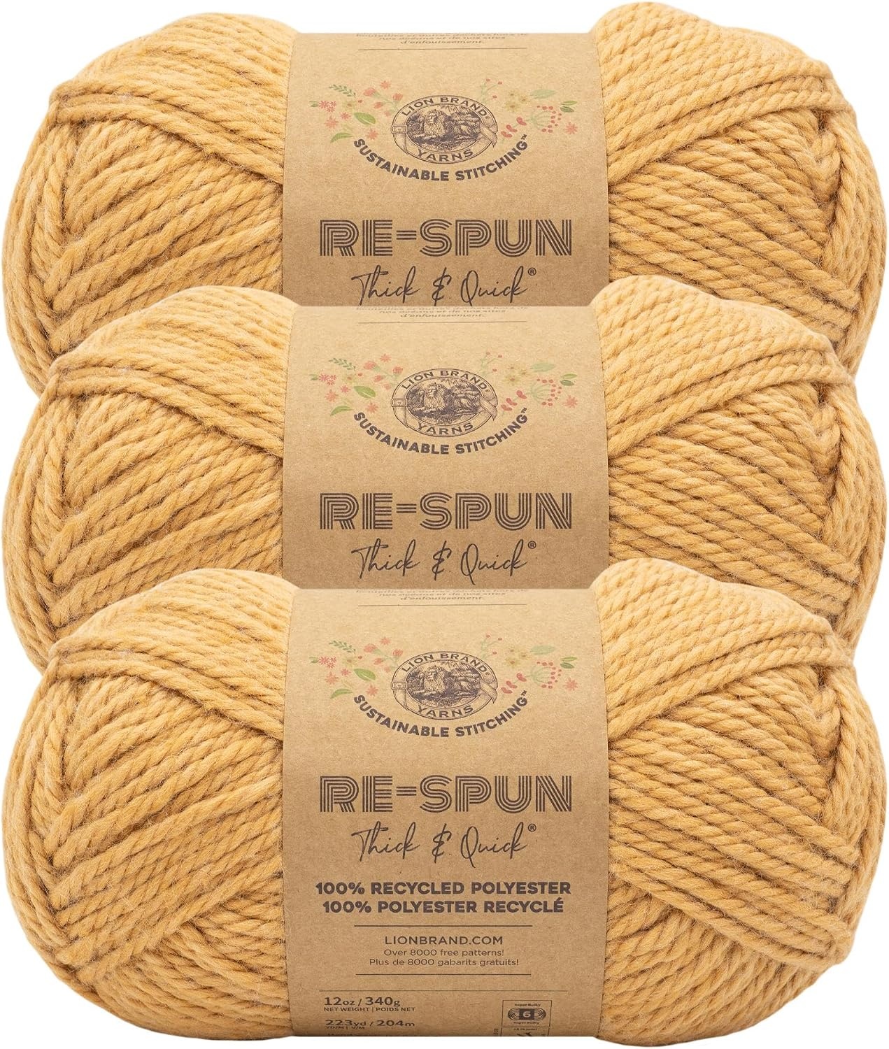 image:imageLion Brand Yarn ReSpun Thick amp Quick Super Bulky Yarn for Knitting Crochet and Crafts Wisteria 1 Pack Soft Fiber for Chunky Blankets Bulky Throws and Cozy SweatersSquash