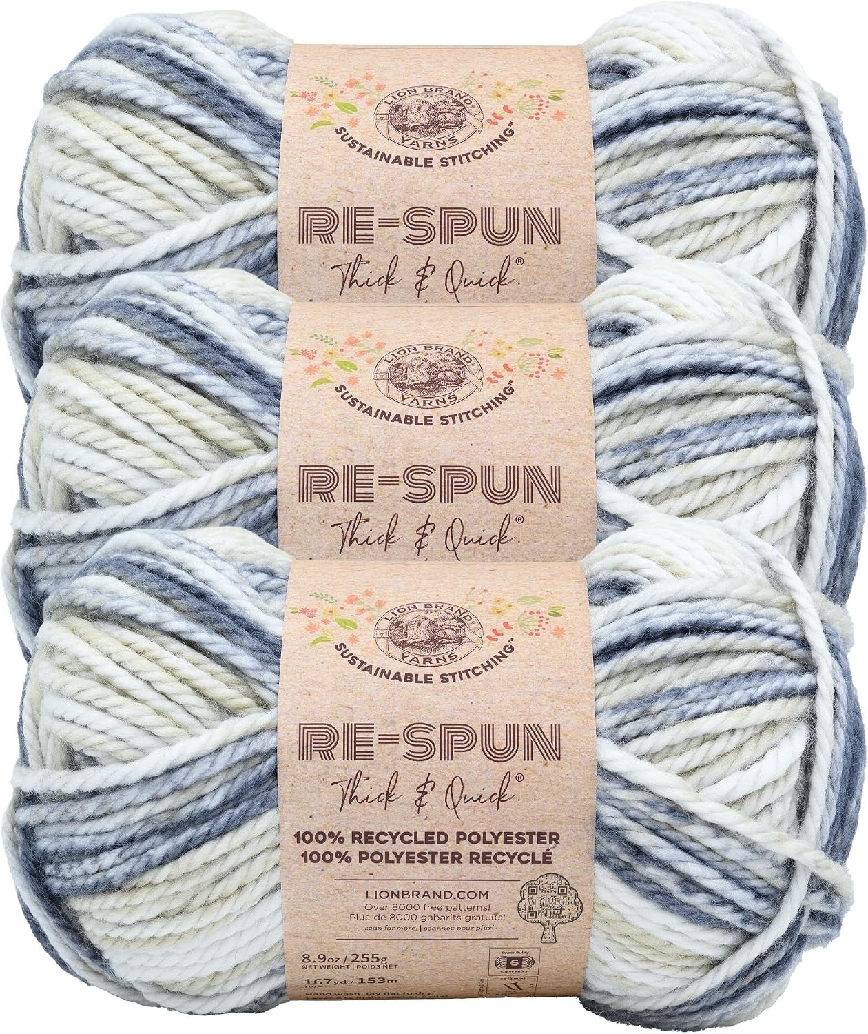 image:imageLion Brand Yarn ReSpun Thick amp Quick Super Bulky Yarn for Knitting Crochet and Crafts Wisteria 1 Pack Soft Fiber for Chunky Blankets Bulky Throws and Cozy SweatersEarl Grey