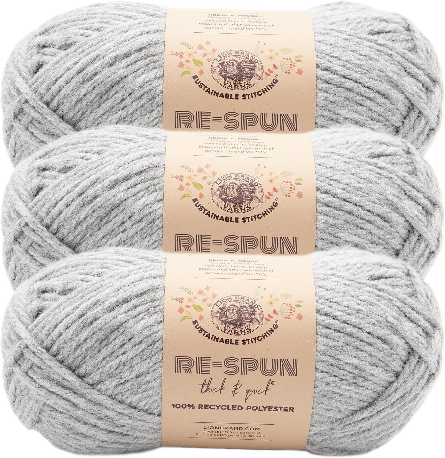 image:imageLion Brand Yarn ReSpun Thick amp Quick Super Bulky Yarn for Knitting Crochet and Crafts Wisteria 1 Pack Soft Fiber for Chunky Blankets Bulky Throws and Cozy SweatersSilver