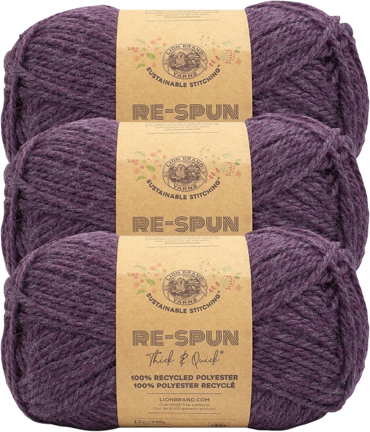 image:imageLion Brand Yarn ReSpun Thick amp Quick Super Bulky Yarn for Knitting Crochet and Crafts Wisteria 1 Pack Soft Fiber for Chunky Blankets Bulky Throws and Cozy SweatersCosmos