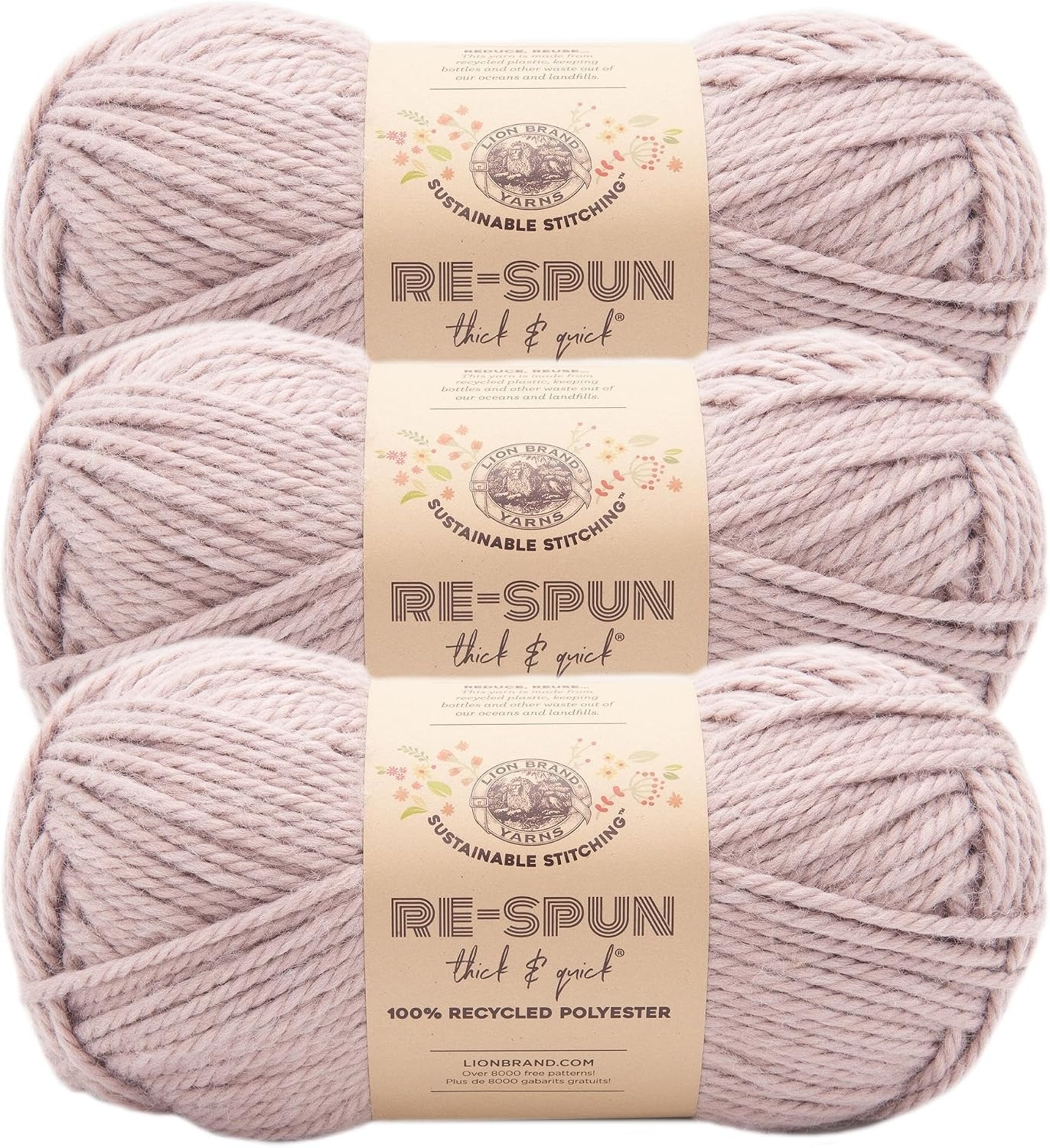 image:imageLion Brand Yarn ReSpun Thick amp Quick Super Bulky Yarn for Knitting Crochet and Crafts Wisteria 1 Pack Soft Fiber for Chunky Blankets Bulky Throws and Cozy SweatersWisteria