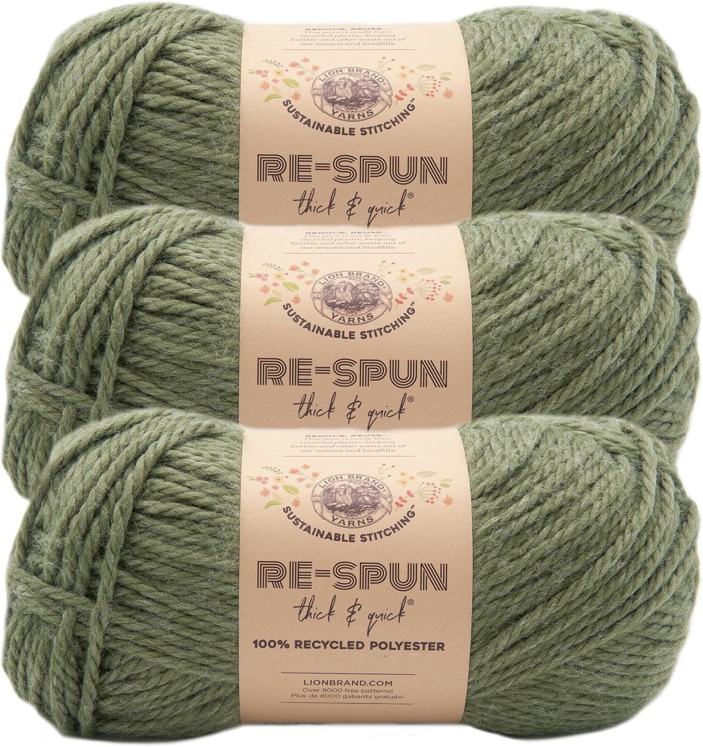 image:imageLion Brand Yarn ReSpun Thick amp Quick Super Bulky Yarn for Knitting Crochet and Crafts Wisteria 1 Pack Soft Fiber for Chunky Blankets Bulky Throws and Cozy SweatersEvergreen