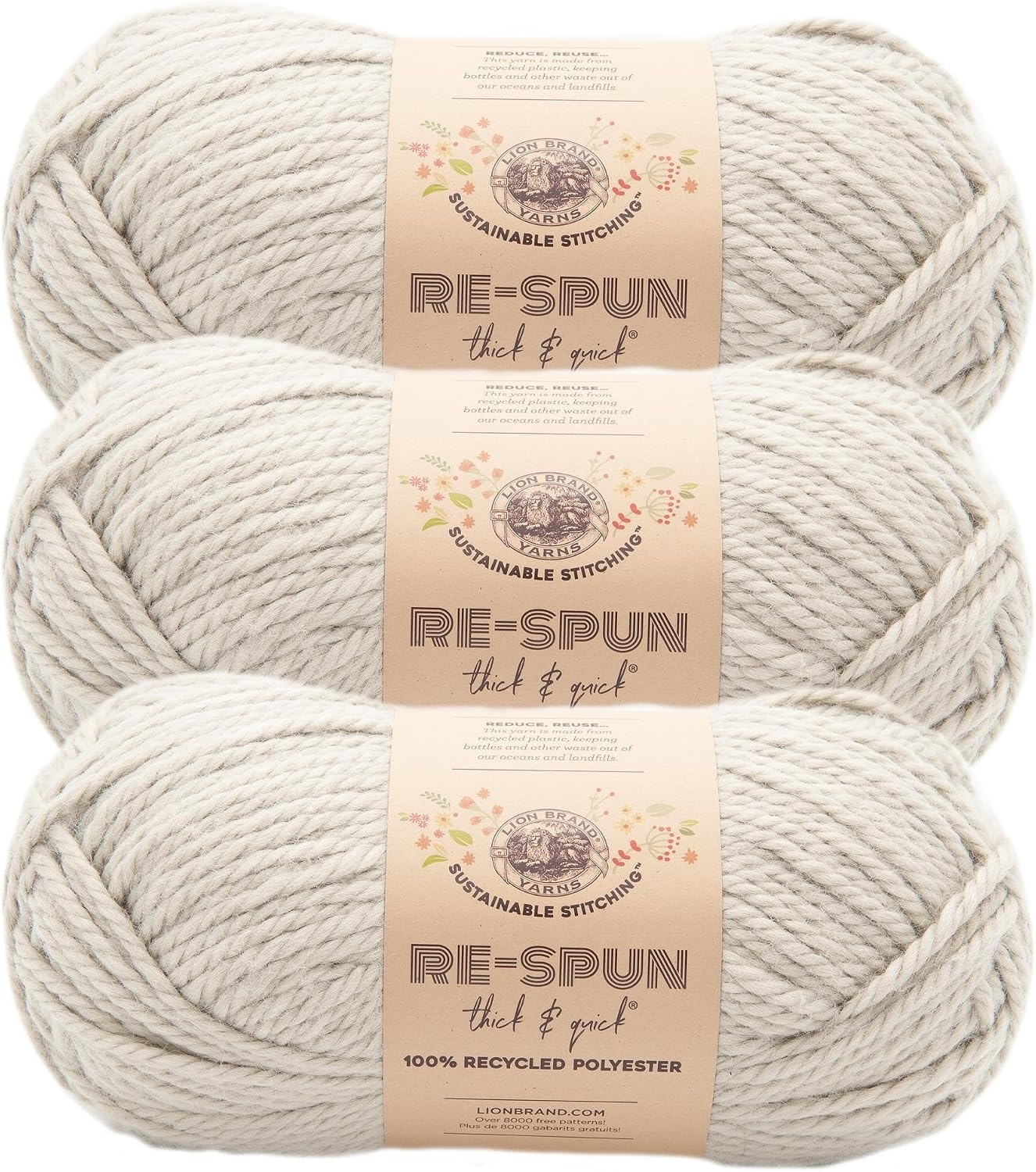 image:imageLion Brand Yarn ReSpun Thick amp Quick Super Bulky Yarn for Knitting Crochet and Crafts Wisteria 1 Pack Soft Fiber for Chunky Blankets Bulky Throws and Cozy SweatersPumice Stone