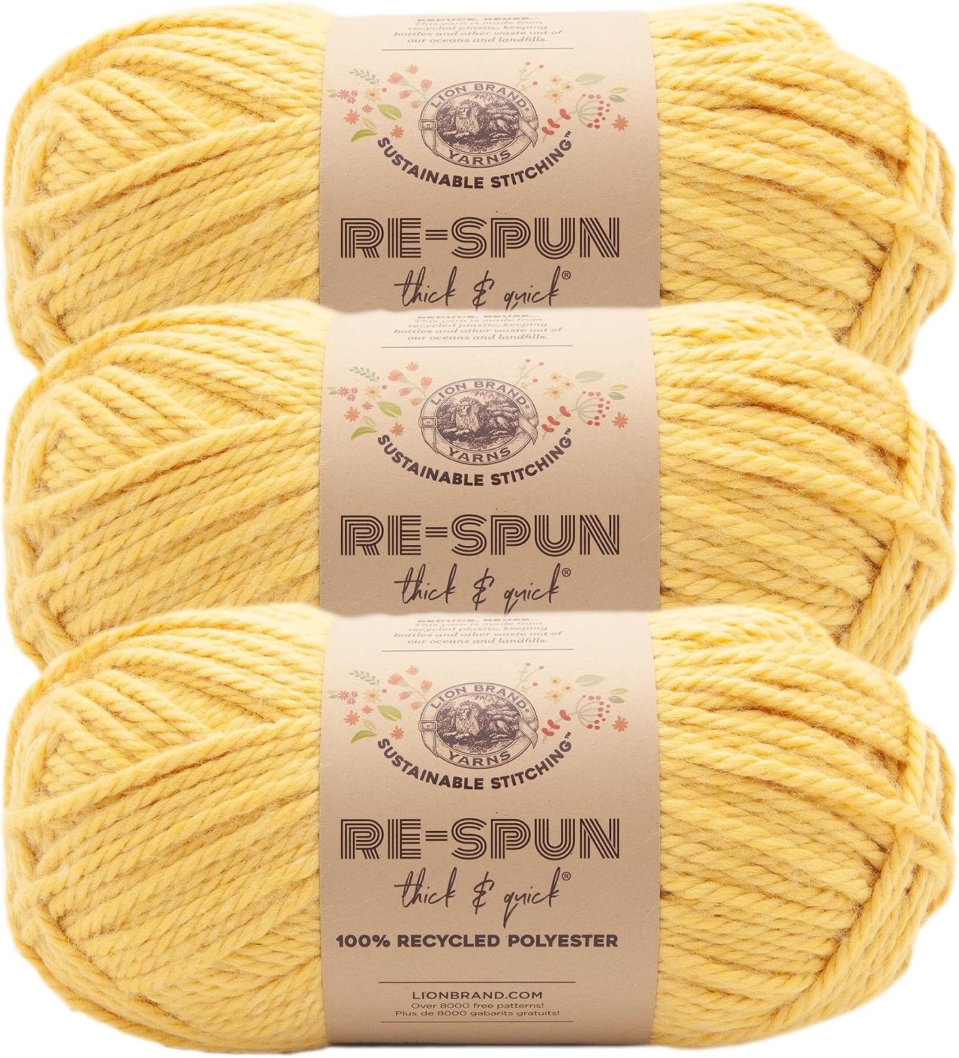 image:imageLion Brand Yarn ReSpun Thick amp Quick Super Bulky Yarn for Knitting Crochet and Crafts Wisteria 1 Pack Soft Fiber for Chunky Blankets Bulky Throws and Cozy SweatersSunshine