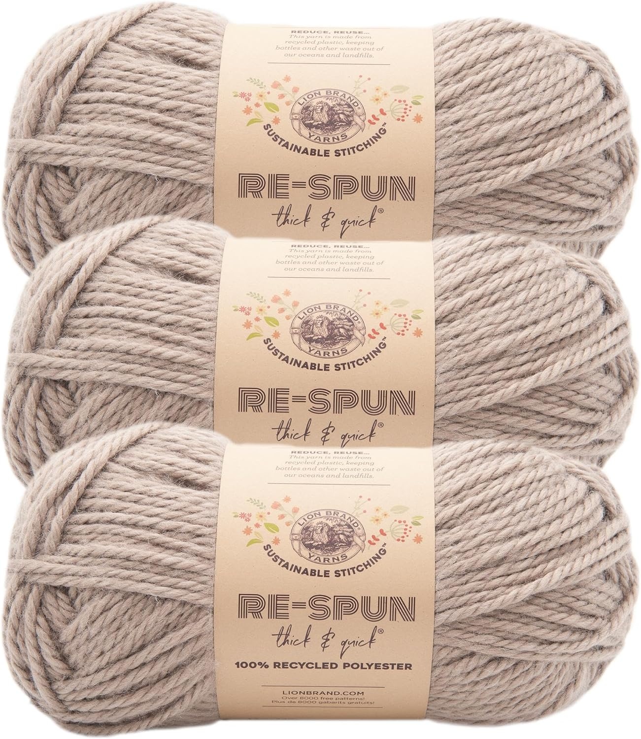 image:imageLion Brand Yarn ReSpun Thick amp Quick Super Bulky Yarn for Knitting Crochet and Crafts Wisteria 1 Pack Soft Fiber for Chunky Blankets Bulky Throws and Cozy SweatersHazelwood