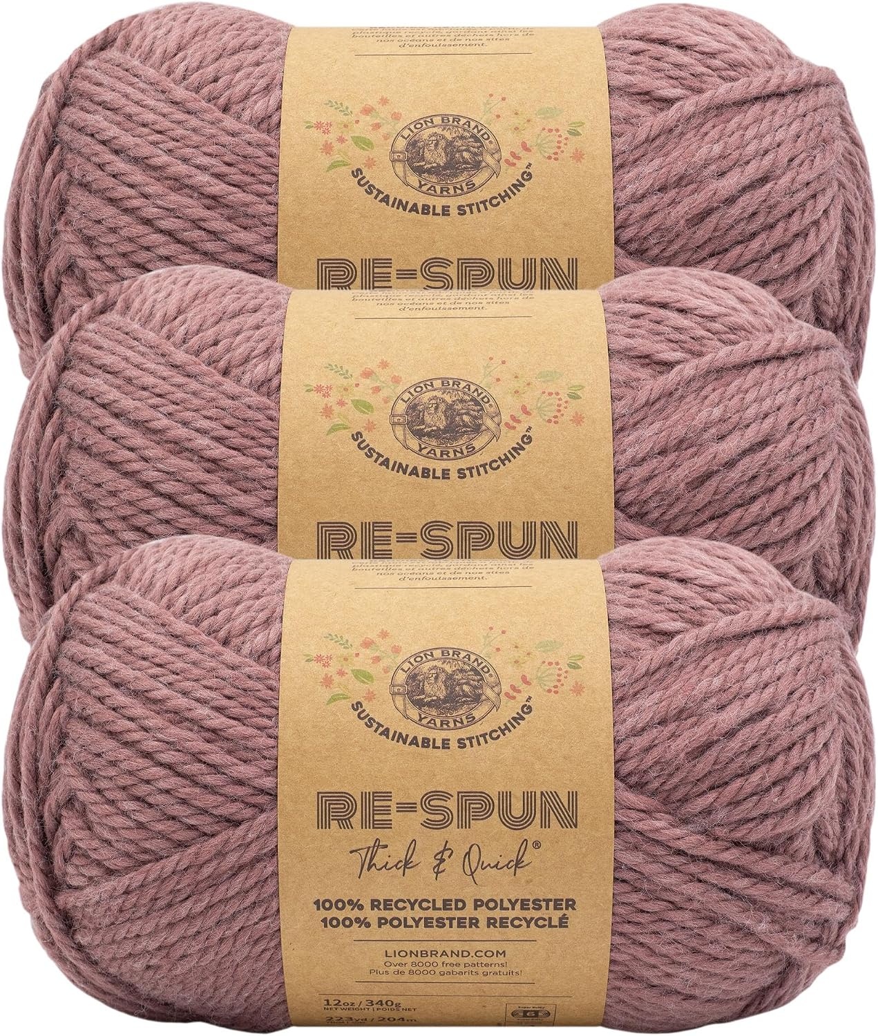 image:imageLion Brand Yarn ReSpun Thick amp Quick Super Bulky Yarn for Knitting Crochet and Crafts Wisteria 1 Pack Soft Fiber for Chunky Blankets Bulky Throws and Cozy SweatersCameo