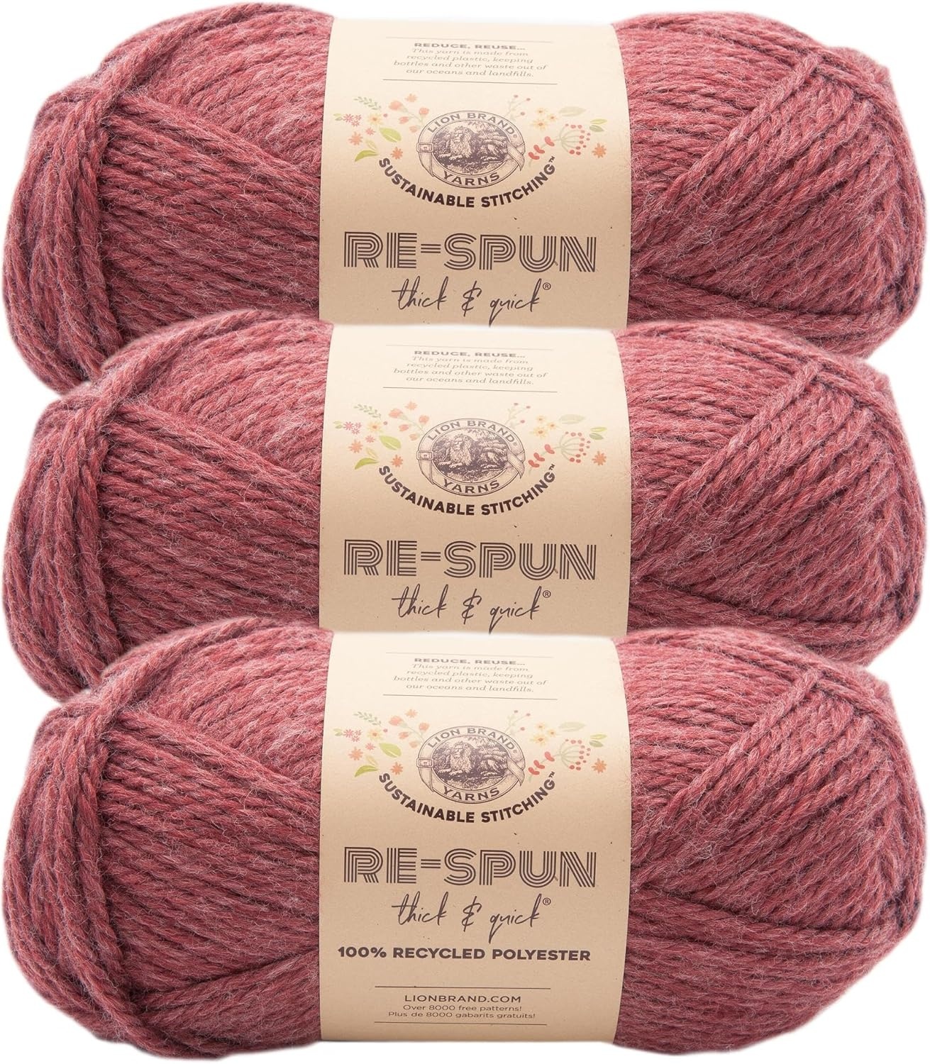 image:imageLion Brand Yarn ReSpun Thick amp Quick Super Bulky Yarn for Knitting Crochet and Crafts Wisteria 1 Pack Soft Fiber for Chunky Blankets Bulky Throws and Cozy SweatersDark Cherry