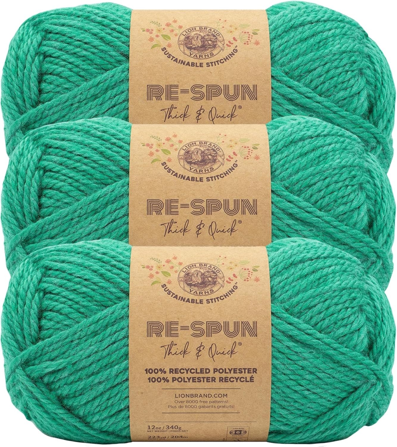 image:imageLion Brand Yarn ReSpun Thick amp Quick Super Bulky Yarn for Knitting Crochet and Crafts Wisteria 1 Pack Soft Fiber for Chunky Blankets Bulky Throws and Cozy SweatersJade