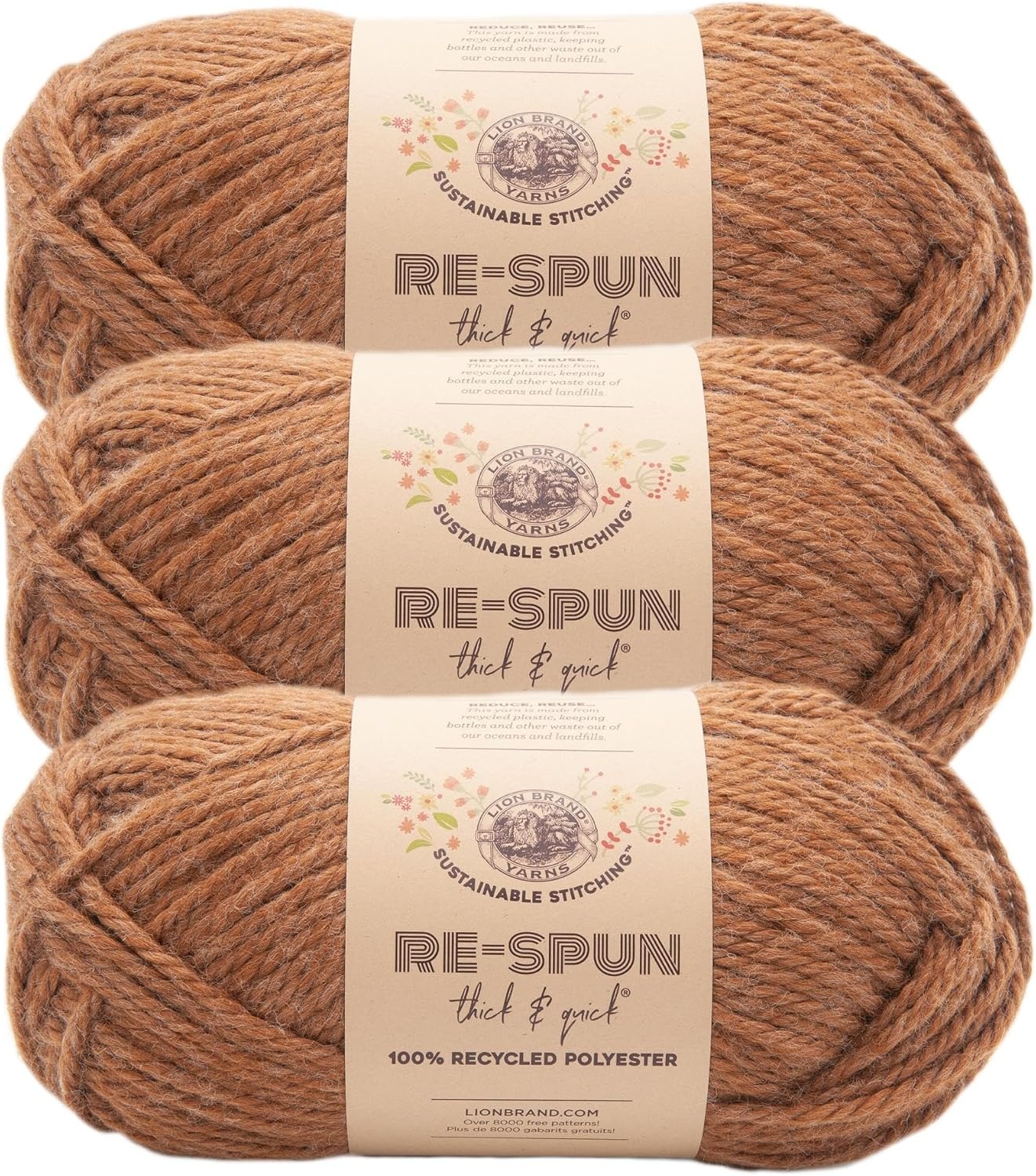image:imageLion Brand Yarn ReSpun Thick amp Quick Super Bulky Yarn for Knitting Crochet and Crafts Wisteria 1 Pack Soft Fiber for Chunky Blankets Bulky Throws and Cozy SweatersCider