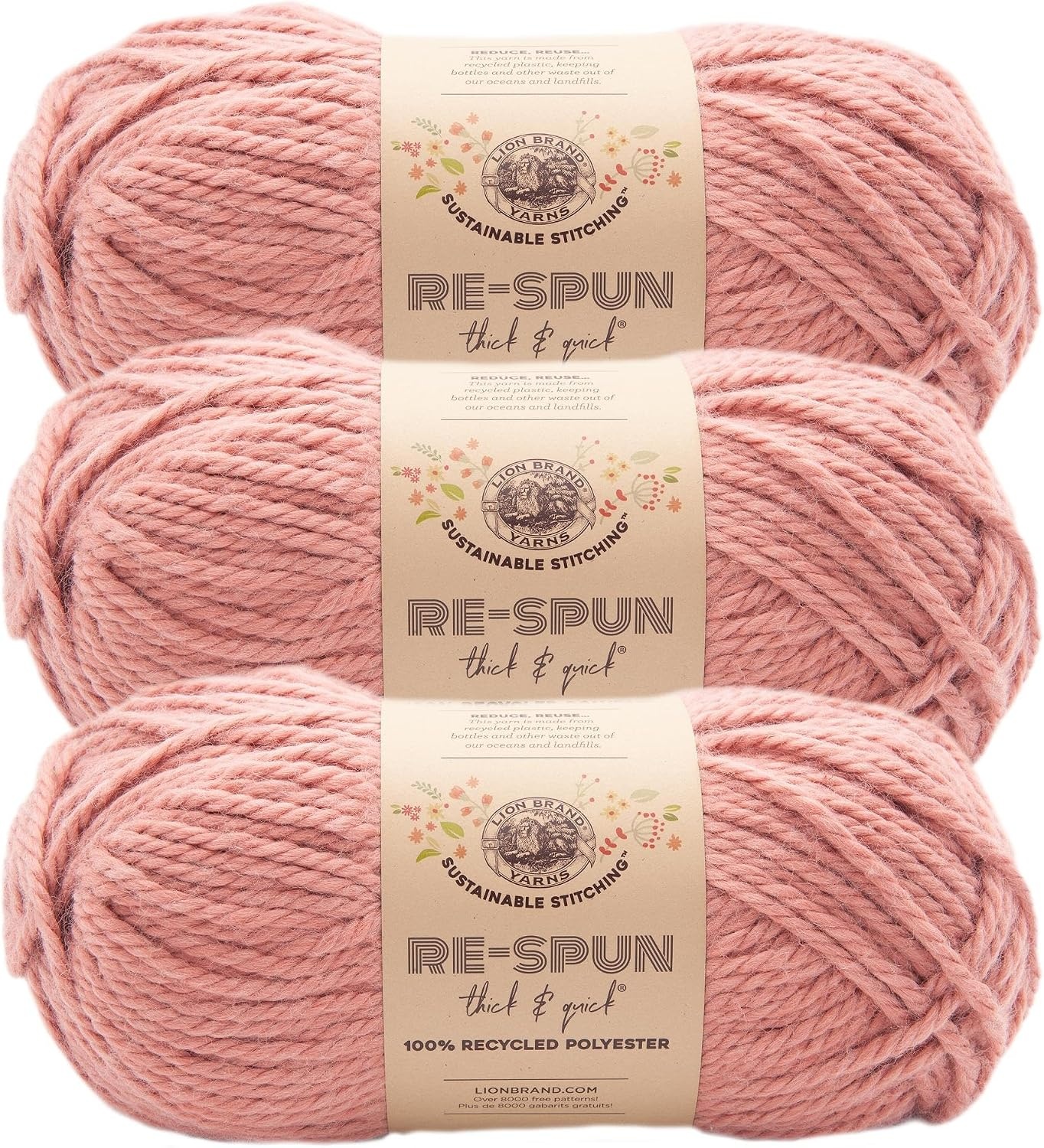 image:imageLion Brand Yarn ReSpun Thick amp Quick Super Bulky Yarn for Knitting Crochet and Crafts Wisteria 1 Pack Soft Fiber for Chunky Blankets Bulky Throws and Cozy SweatersDesert Sand