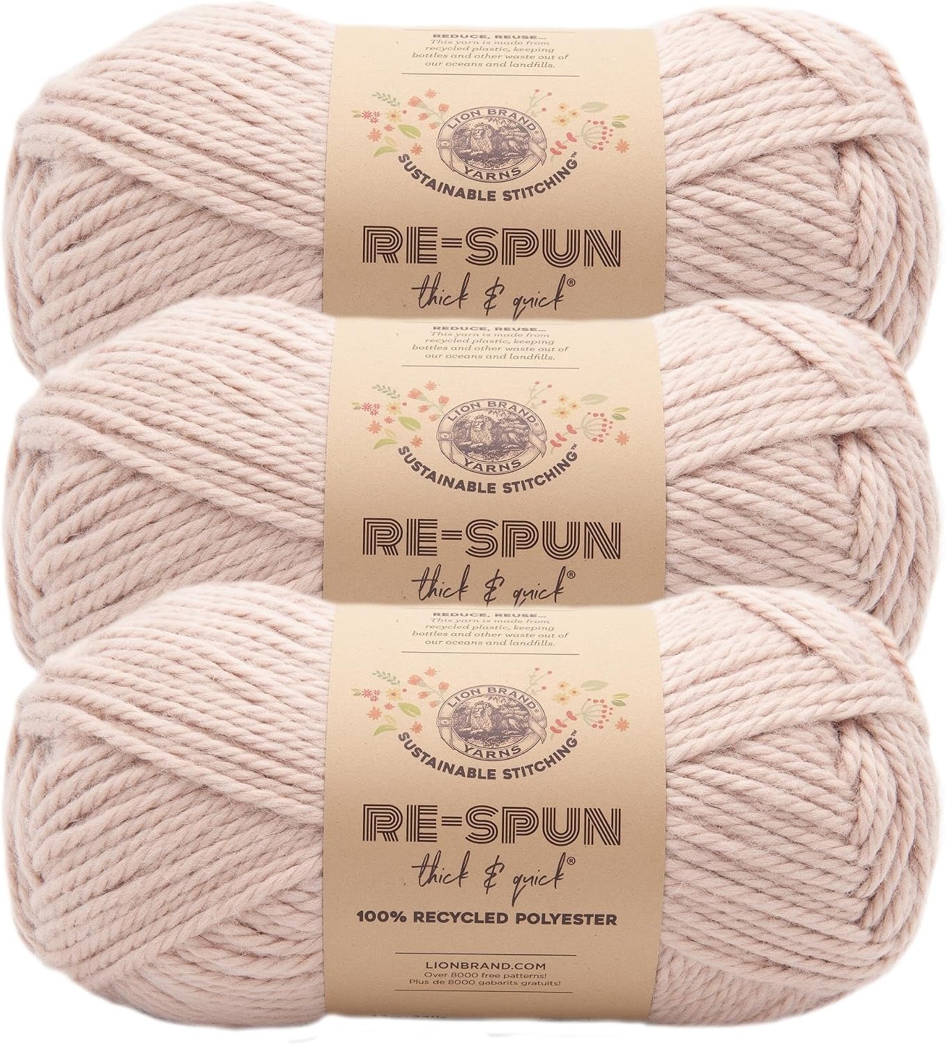 image:imageLion Brand Yarn ReSpun Thick amp Quick Super Bulky Yarn for Knitting Crochet and Crafts Wisteria 1 Pack Soft Fiber for Chunky Blankets Bulky Throws and Cozy SweatersSepia Rose