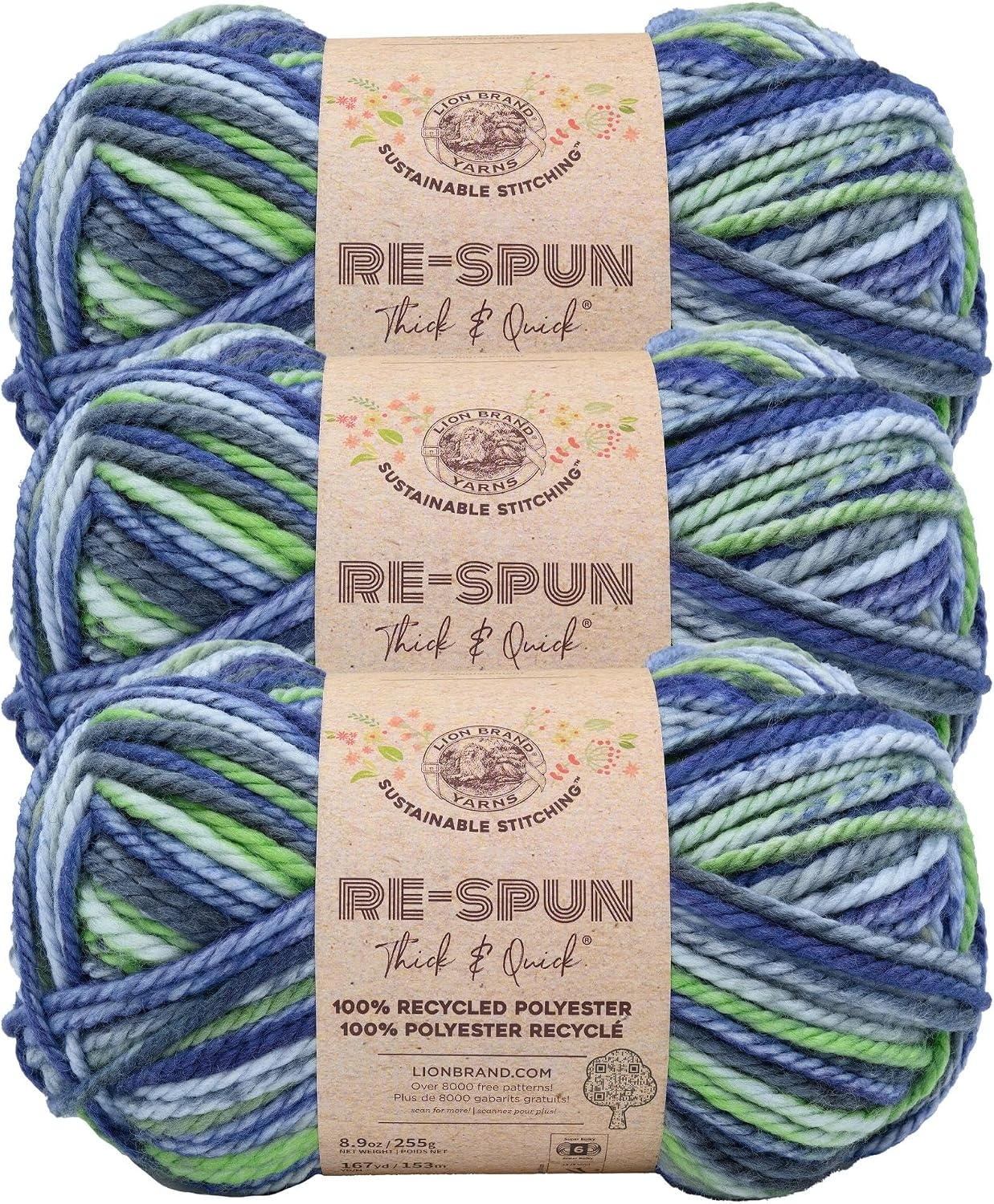 image:imageLion Brand Yarn ReSpun Thick amp Quick Super Bulky Yarn for Knitting Crochet and Crafts Wisteria 1 Pack Soft Fiber for Chunky Blankets Bulky Throws and Cozy SweatersRiverside