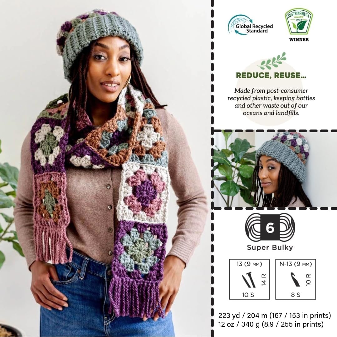 image:imageLion Brand Yarn ReSpun Thick amp Quick Super Bulky Yarn for Knitting Crochet and Crafts Wisteria 1 Pack Soft Fiber for Chunky Blankets Bulky Throws and Cozy SweatersWisteria