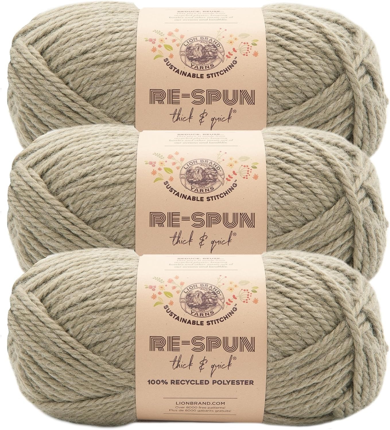 image:imageLion Brand Yarn ReSpun Thick amp Quick Super Bulky Yarn for Knitting Crochet and Crafts Wisteria 1 Pack Soft Fiber for Chunky Blankets Bulky Throws and Cozy SweatersOlive Branch