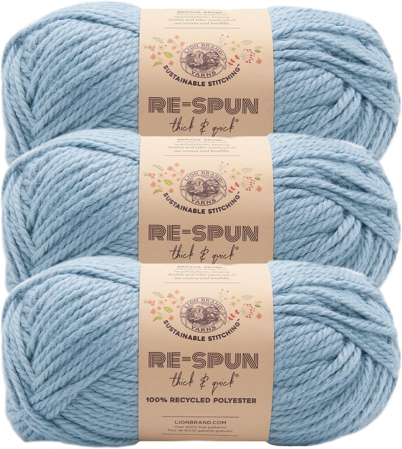 image:imageLion Brand Yarn ReSpun Thick amp Quick Super Bulky Yarn for Knitting Crochet and Crafts Wisteria 1 Pack Soft Fiber for Chunky Blankets Bulky Throws and Cozy SweatersFaded Denim
