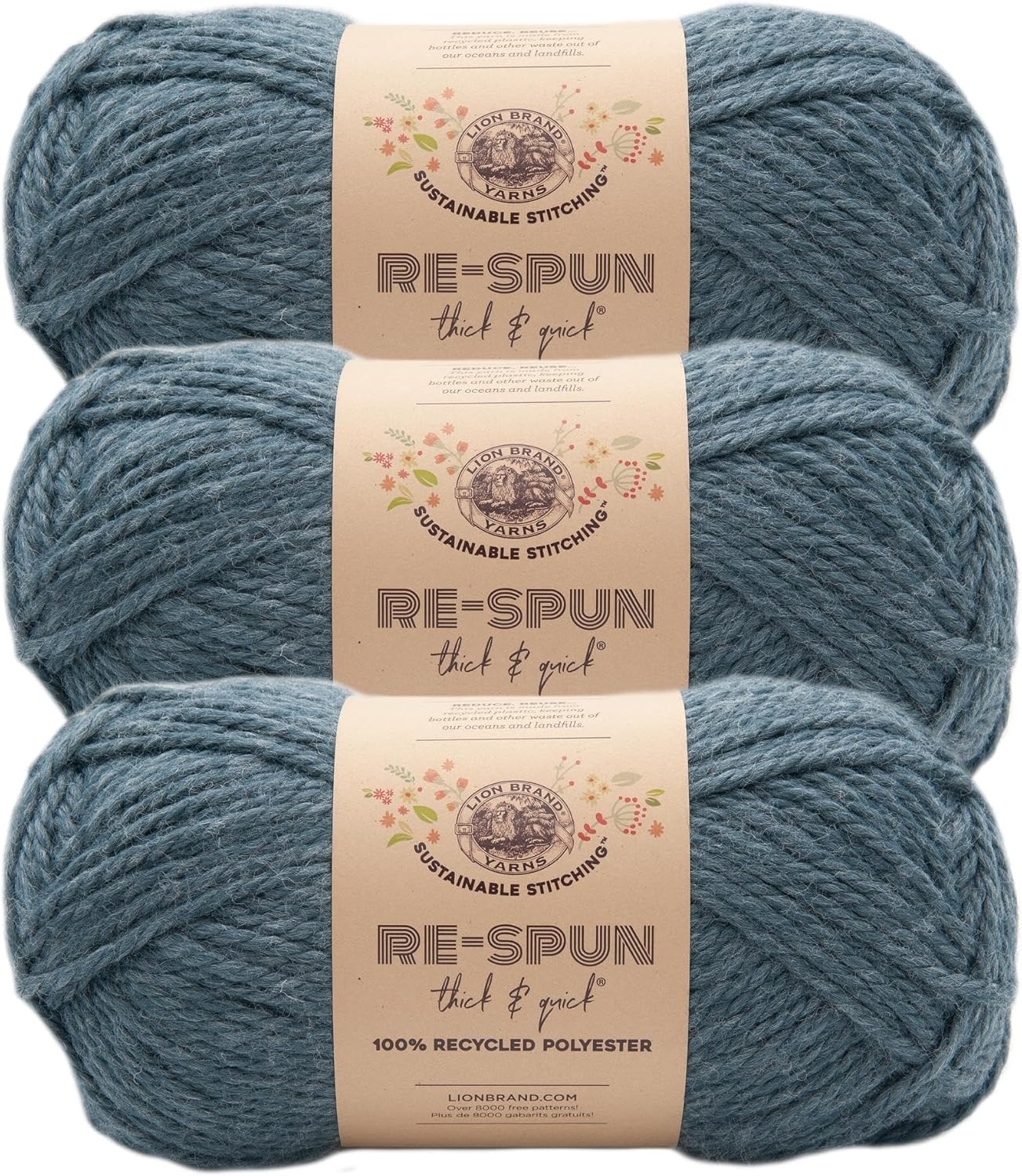 image:imageLion Brand Yarn ReSpun Thick amp Quick Super Bulky Yarn for Knitting Crochet and Crafts Wisteria 1 Pack Soft Fiber for Chunky Blankets Bulky Throws and Cozy SweatersNight Sky