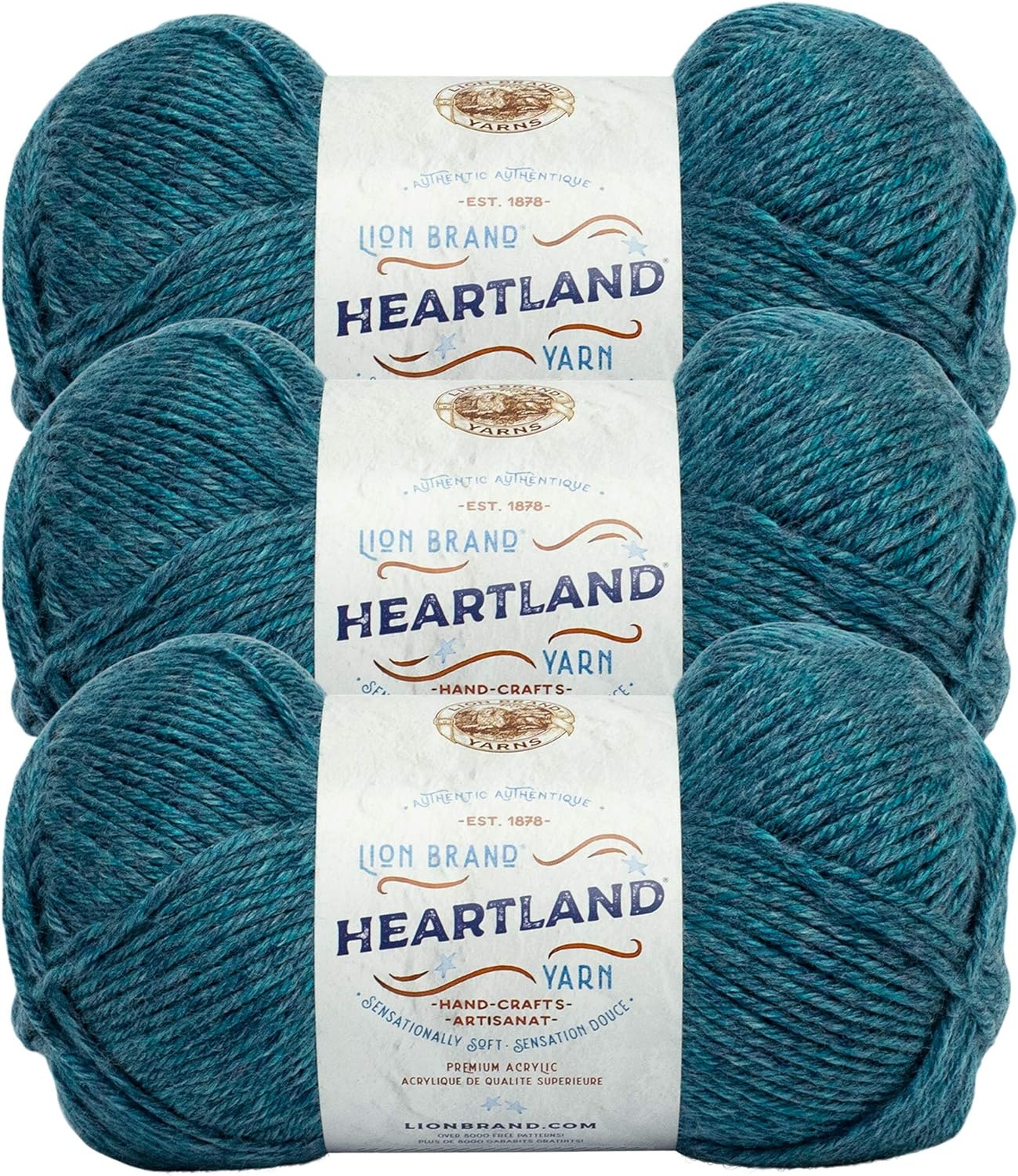 image:imageLion Brand Yarn WorstedWeight Heartland Yarn for Knitting Crocheting and Crafting Virgin Islands 1 PackGlacier Bay