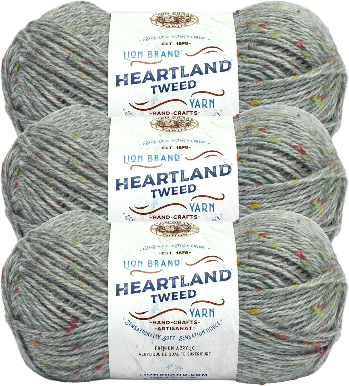 image:imageLion Brand Yarn WorstedWeight Heartland Yarn for Knitting Crocheting and Crafting Virgin Islands 1 PackMount Rainier Tweed