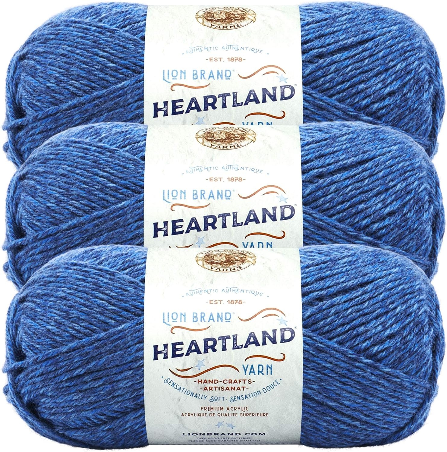 image:imageLion Brand Yarn WorstedWeight Heartland Yarn for Knitting Crocheting and Crafting Virgin Islands 1 PackOlympic