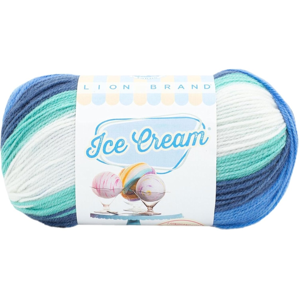 image:image1 Skein Lion Brand Yarn Ice Cream Baby Yarn BlueberryBaseball Nut