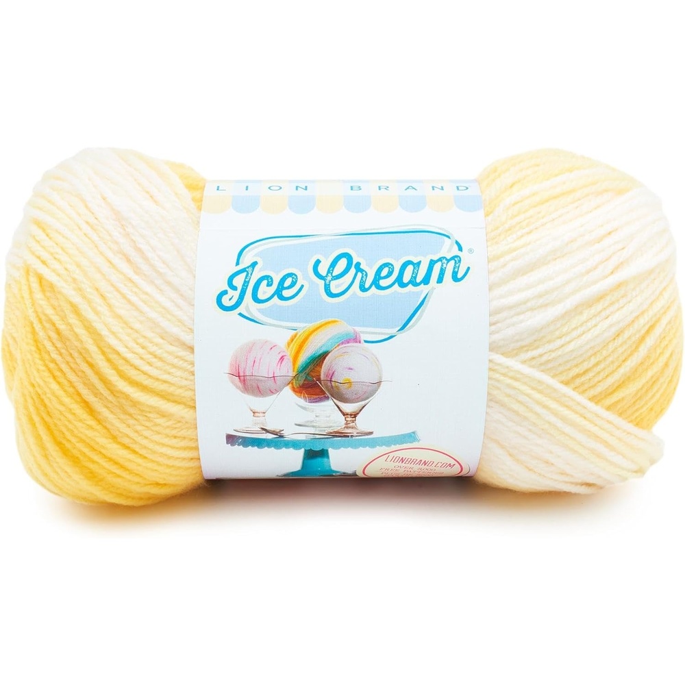 image:image1 Skein Lion Brand Yarn Ice Cream Baby Yarn BlueberryLemon Meringue