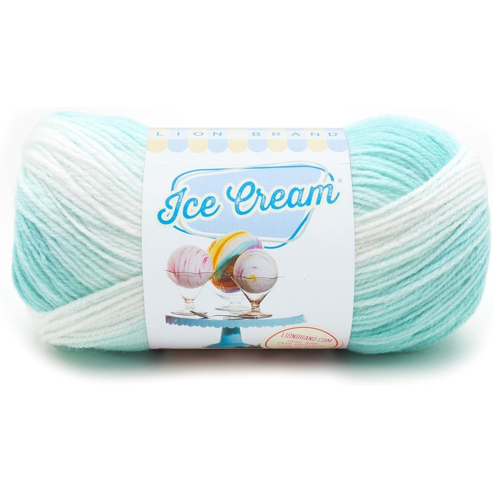 image:image1 Skein Lion Brand Yarn Ice Cream Baby Yarn BlueberryMint