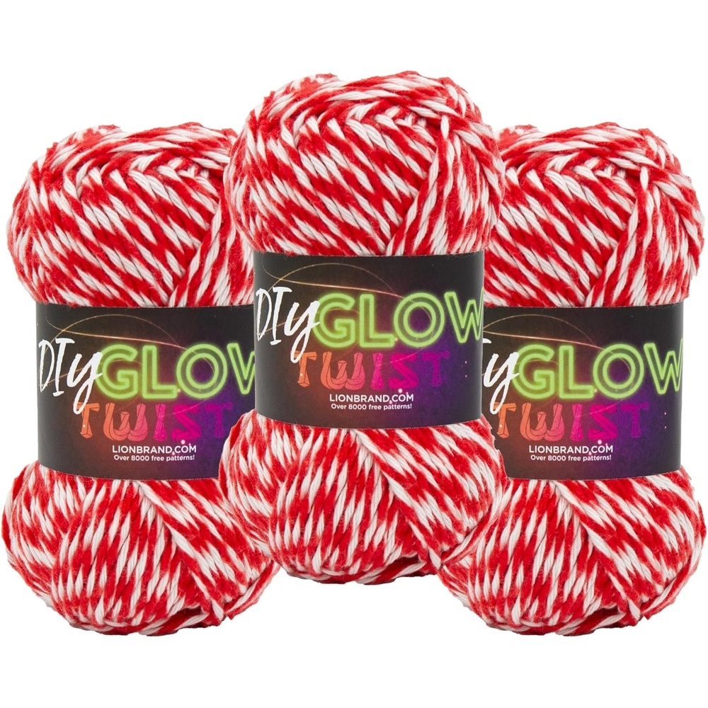 image:imageLion Brand DIY Glow Twist Yarn Yarn for Knitting Crocheting and Crafts Black 3 PackRed