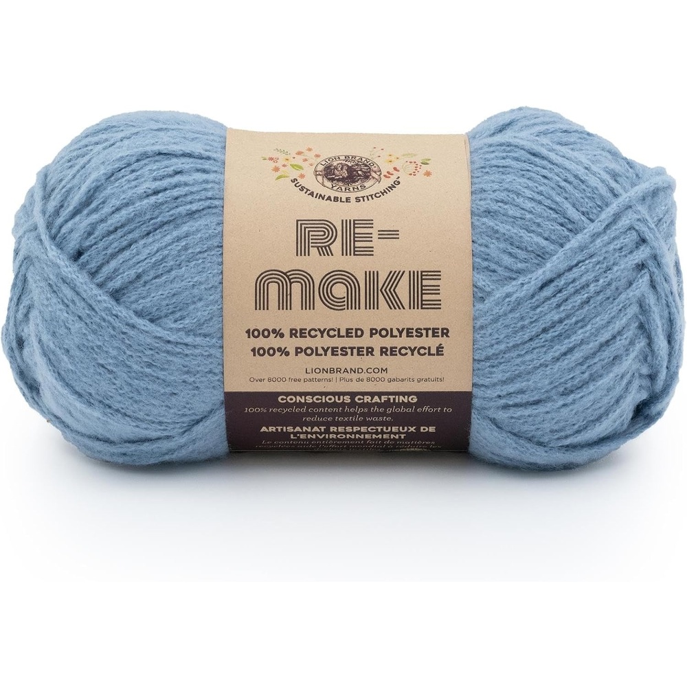 image:imageLion Brand ReMake Yarn Recycled Polyester Yarn for Knitting and Crochet Dusty Lilac 3 PackAzure Blue
