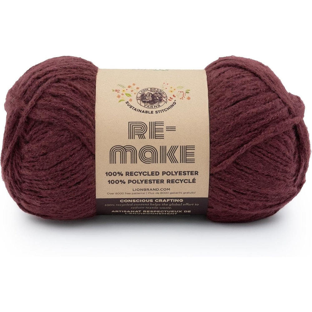 image:imageLion Brand ReMake Yarn Recycled Polyester Yarn for Knitting and Crochet Dusty Lilac 3 PackBurgundy