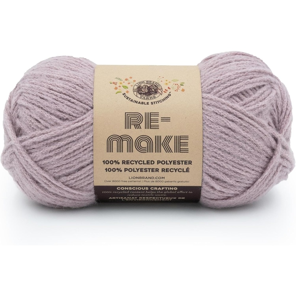 image:imageLion Brand ReMake Yarn Recycled Polyester Yarn for Knitting and Crochet Dusty Lilac 3 PackDusty Lilac