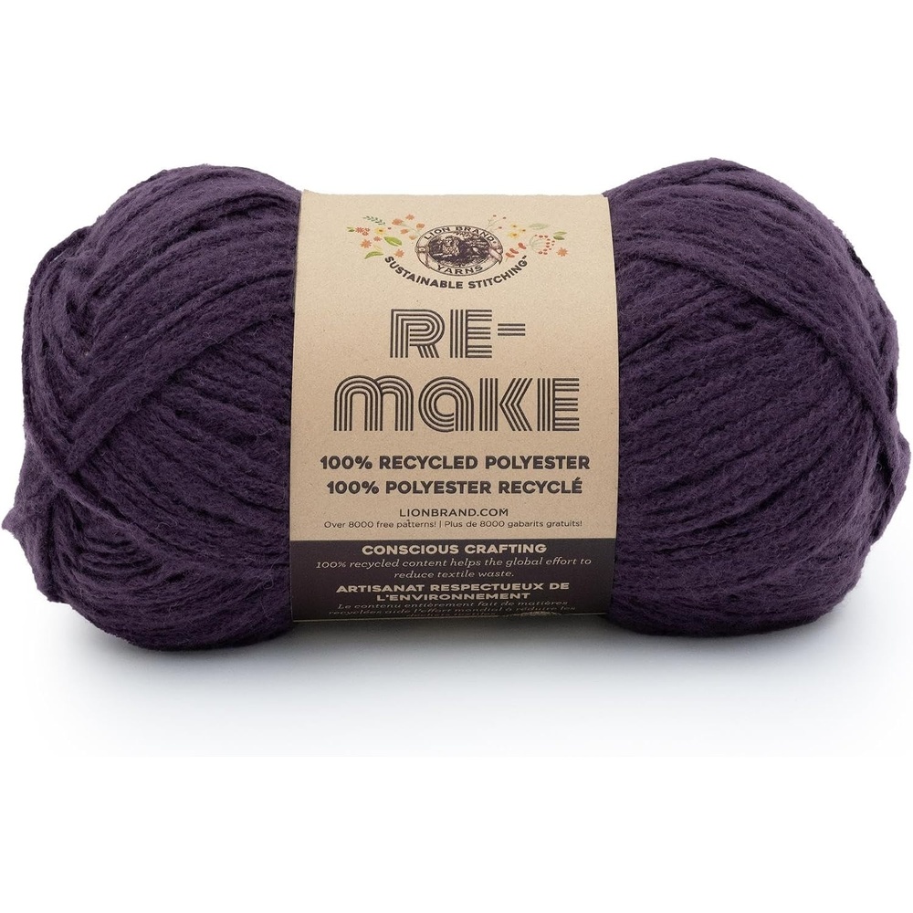 image:imageLion Brand ReMake Yarn Recycled Polyester Yarn for Knitting and Crochet Dusty Lilac 3 PackEggplant